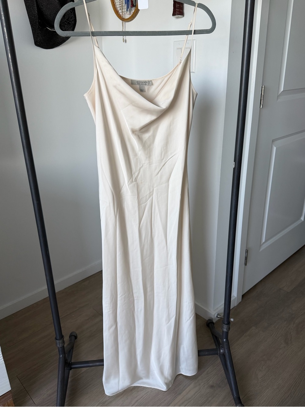 AllSaints Cream Cowl Slip Maxi Dress